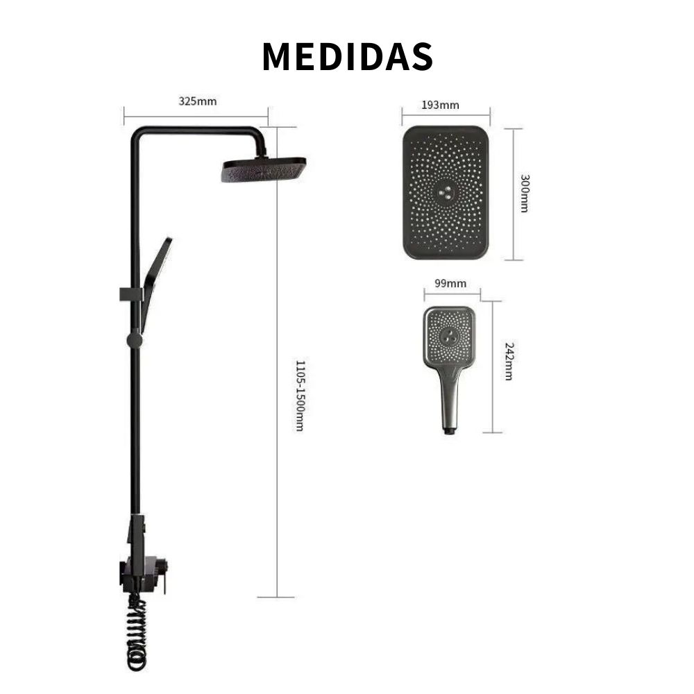 Kit Regadera Tipo Lluvia Cascada 4 En 1 Monomando Y Teléfono