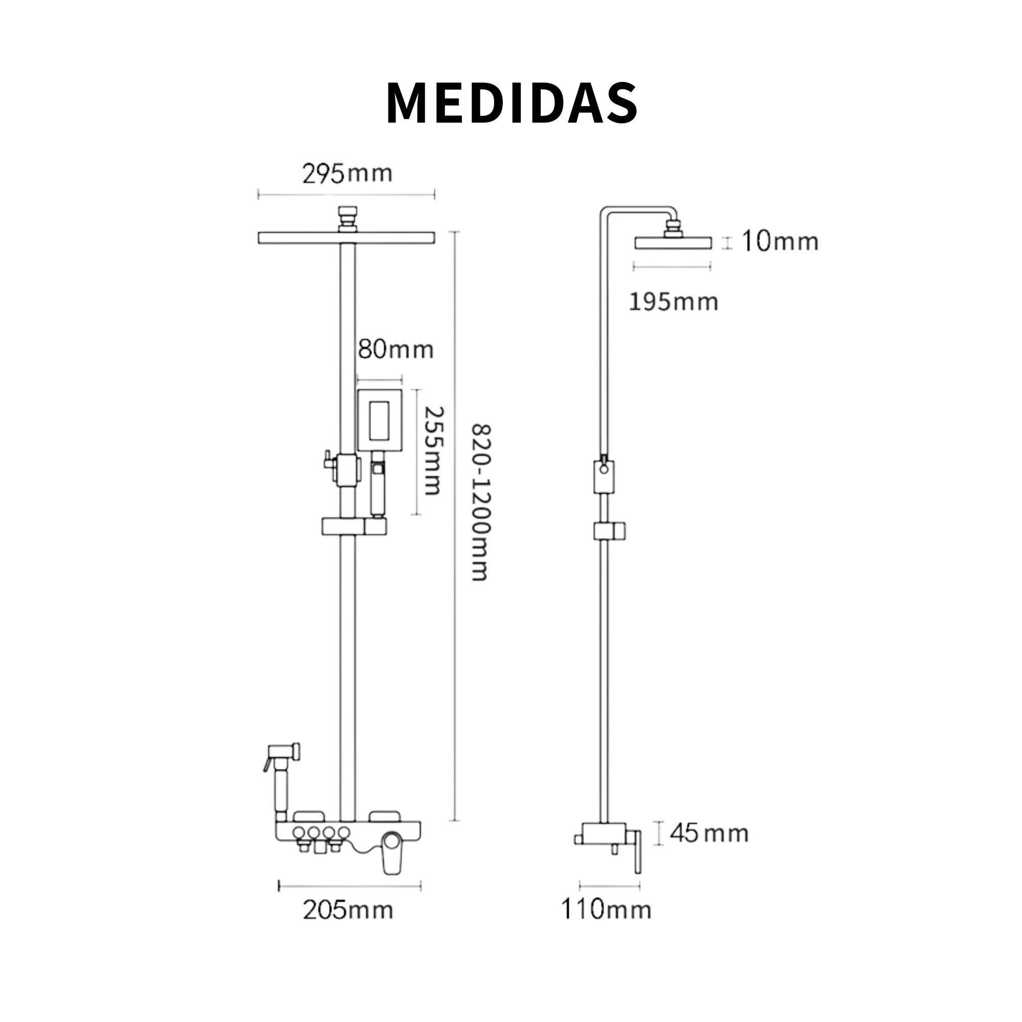 Kit De Regadera Digital Tipo Lluvia Cascada Con Termostato