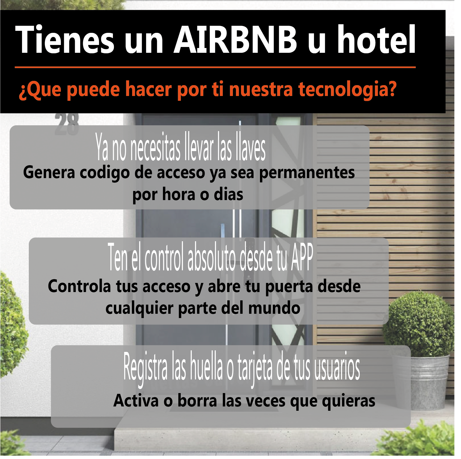 Cerradura Electrónica Inteligente TECDOMOTI WiFi Acceso/ Aplicación Móvil, Huella Digital, Código, Llave Física, Tarjeta RFS 