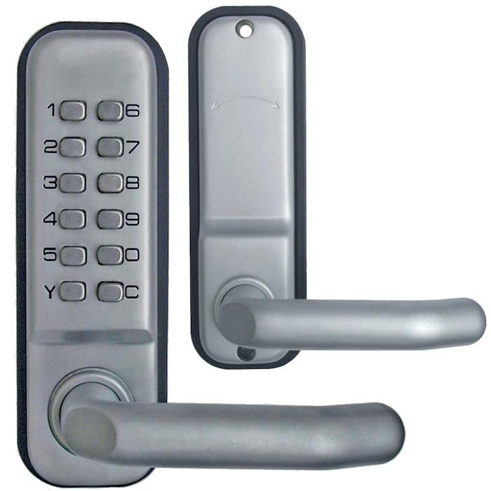 Cerradura de código secreto, MXCDK-001-22, Sistemas(Codigo, mecanico),  Plata, Espesor de Puerta: 28 a