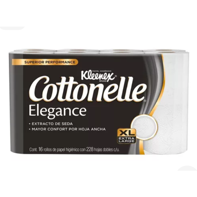 Papel Higiénico Kleenex Cottonelle Elegance 16 Rollos