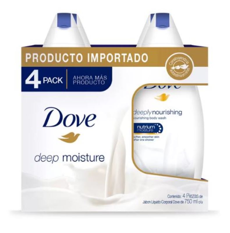 Jabón Liquido Dove 657831 Corporal 4 Pzas de 750 ml