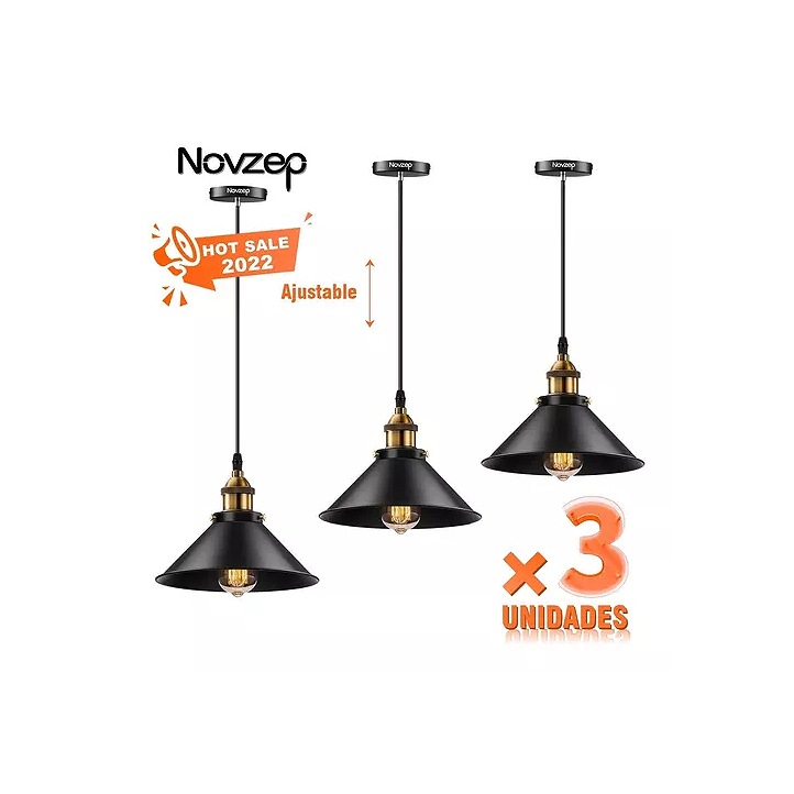 Lámpara Colgante  Industrial Vintage Techo Hogar 3pcs