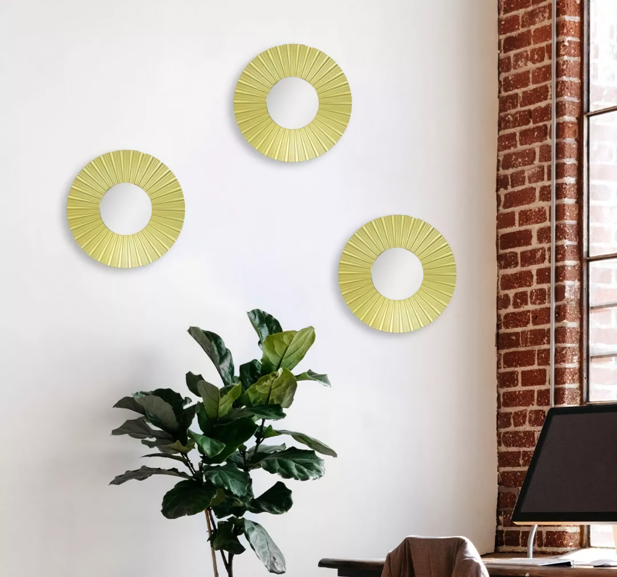 Espejos Decorativos 3 Piezas Modernos Elegantes Dorado