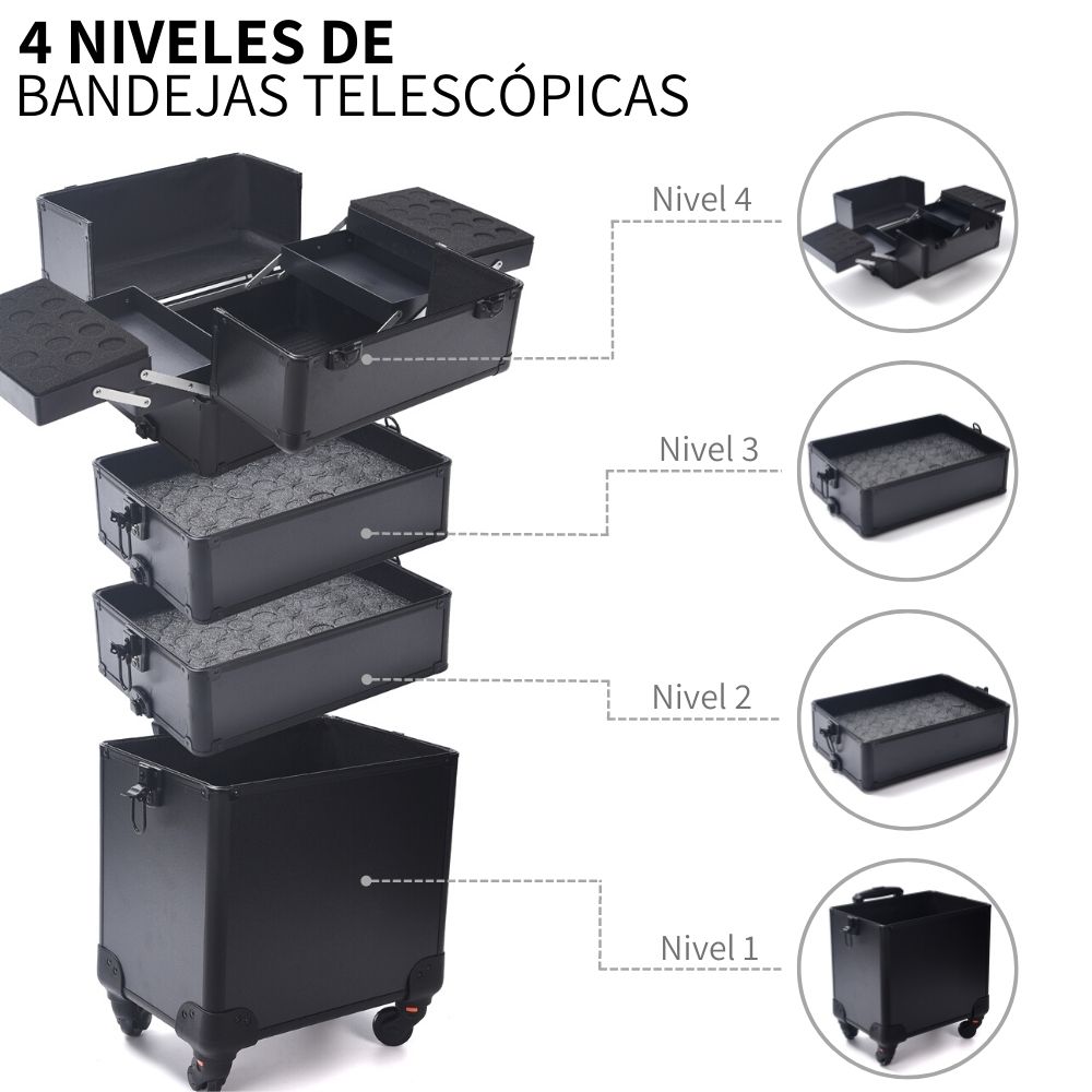 Maletín Profesional Cosmetiquera 4 En 1 Maquillaje Reforzada