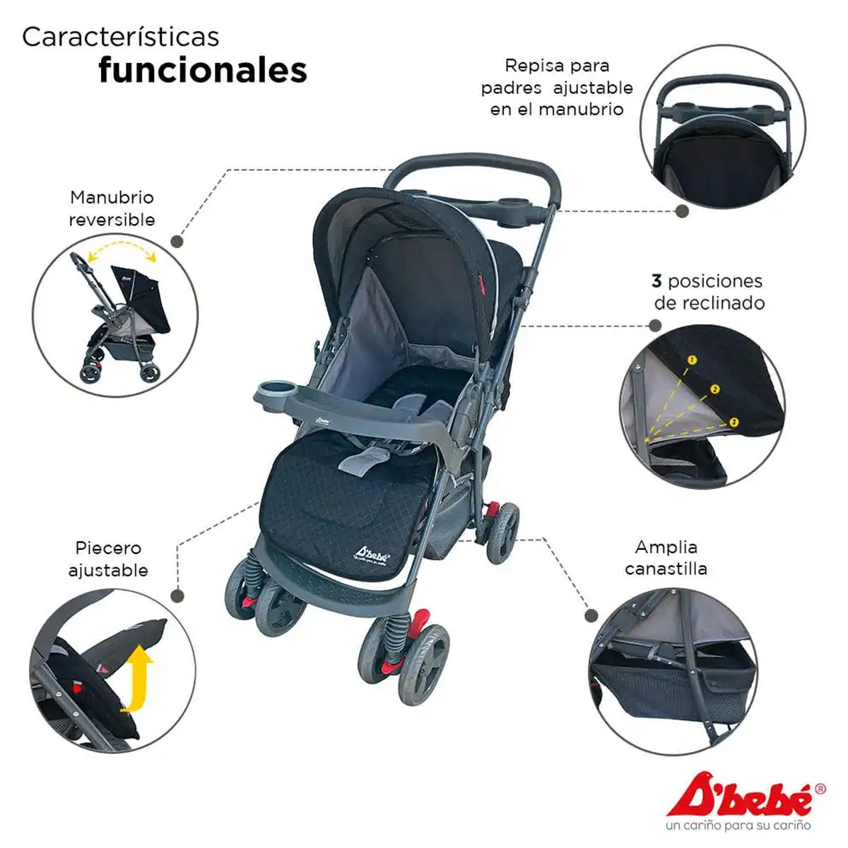 Carriola D`Bebe Travel System Star Baby Negro.