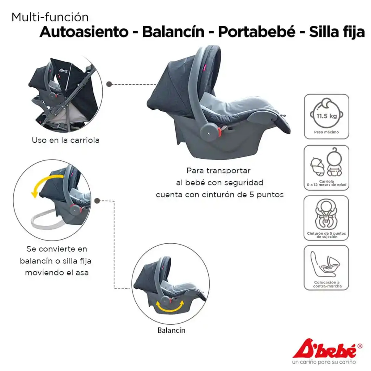 Carriola D`Bebe Travel System Star Baby Negro.