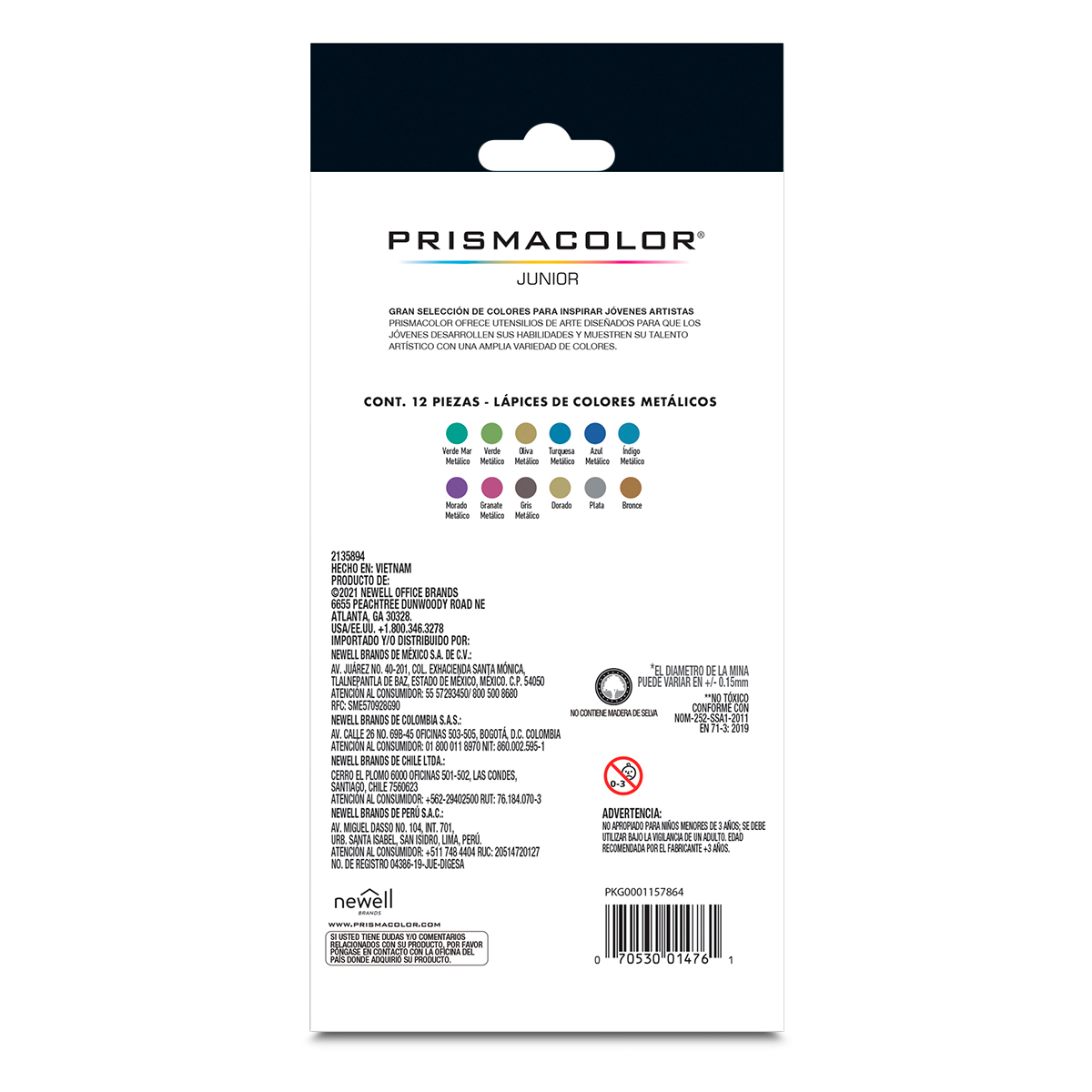 Colores Prismacolor Junior tonos metálicos 12 pzas Unipunta