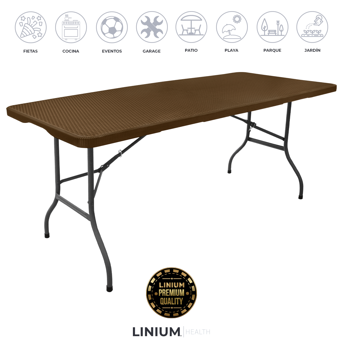 Linium Mesa Plegable 180 cm Plastico tipo Rattan para Banquetes