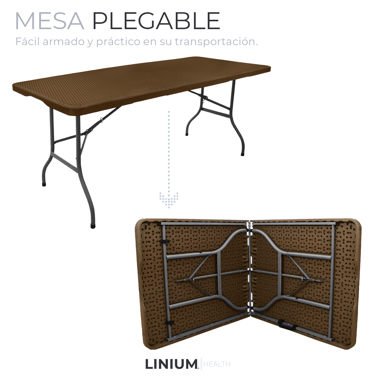 Linium Mesa Plegable 180 cm Plastico tipo Rattan para Banquetes