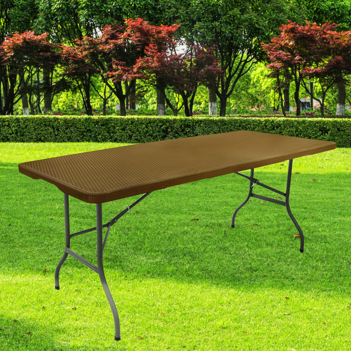 Linium Mesa Plegable 180 cm Plastico tipo Rattan para Banquetes