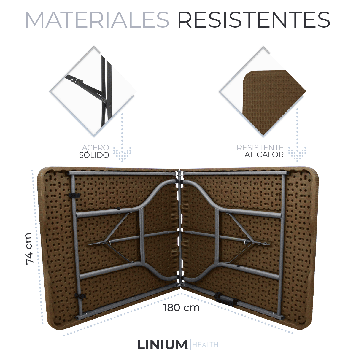 Linium Mesa Plegable 180 cm Plastico tipo Rattan para Banquetes