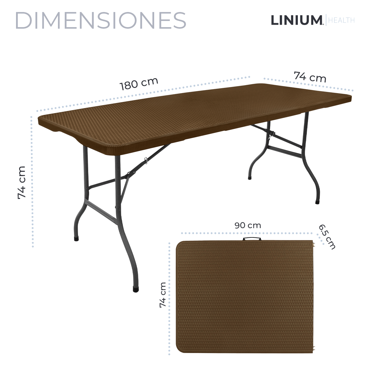 Linium Mesa Plegable 180 cm Plastico tipo Rattan para Banquetes