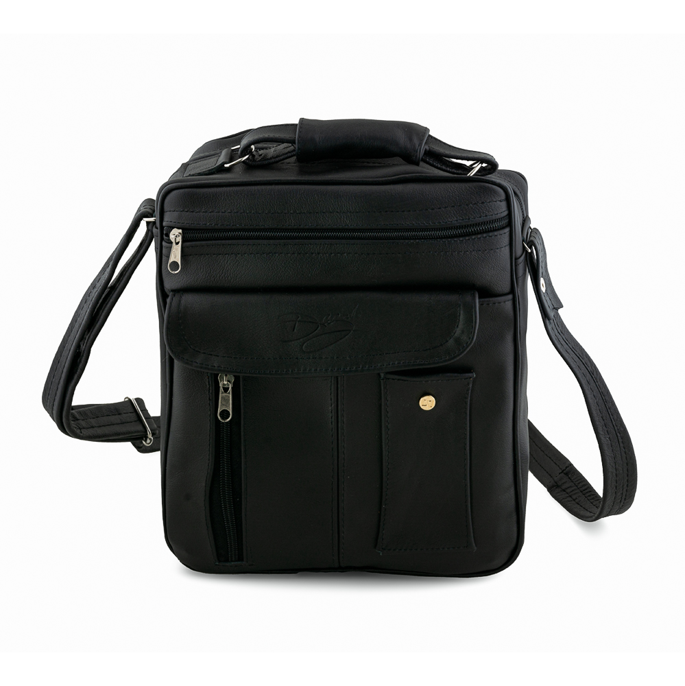 Bolso Vertical Doble Cara Negro Tipo Mariconera En Piel Vacuno Para Caballero