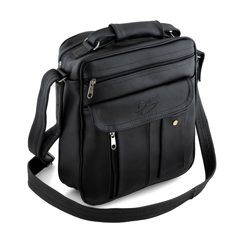 Bolso Vertical Doble Cara Negro Tipo Mariconera En Piel Vacuno Para Caballero