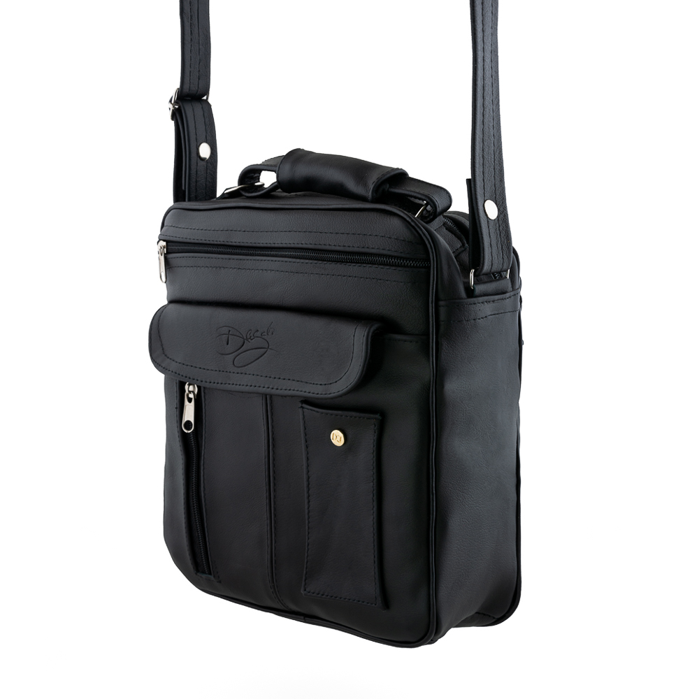 Bolso Vertical Doble Cara Negro Tipo Mariconera En Piel Vacuno Para Caballero
