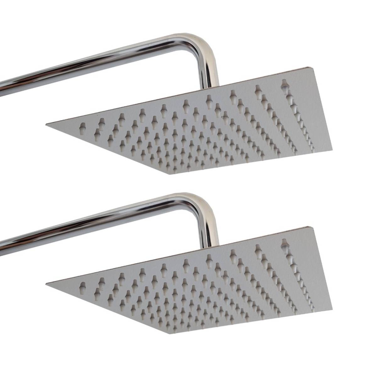 2 Regaderas Cuadradas Acero Inox 20cm Con Brazos Y Chaptones