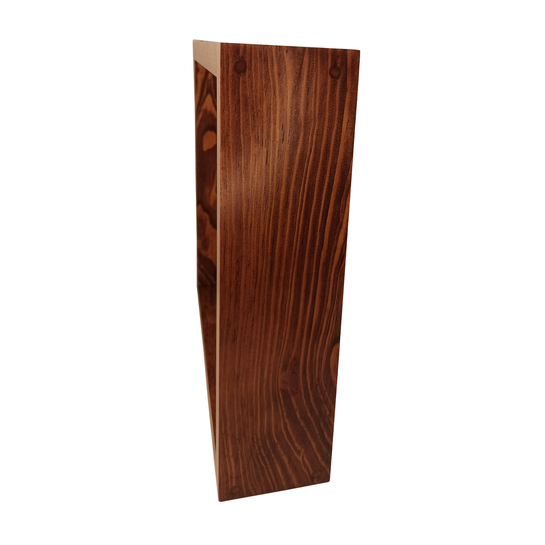 Repisa tipo cubo flotante de madera natural solida de pino anclaje oculto, color rojo caoba