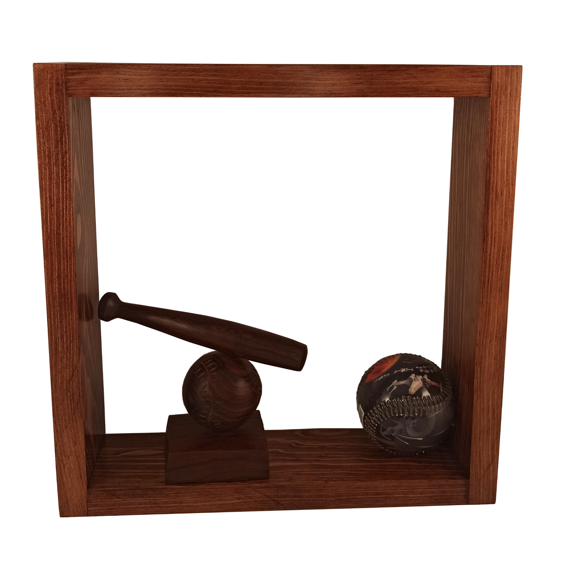 Repisa tipo cubo flotante de madera natural solida de pino anclaje oculto, color rojo caoba