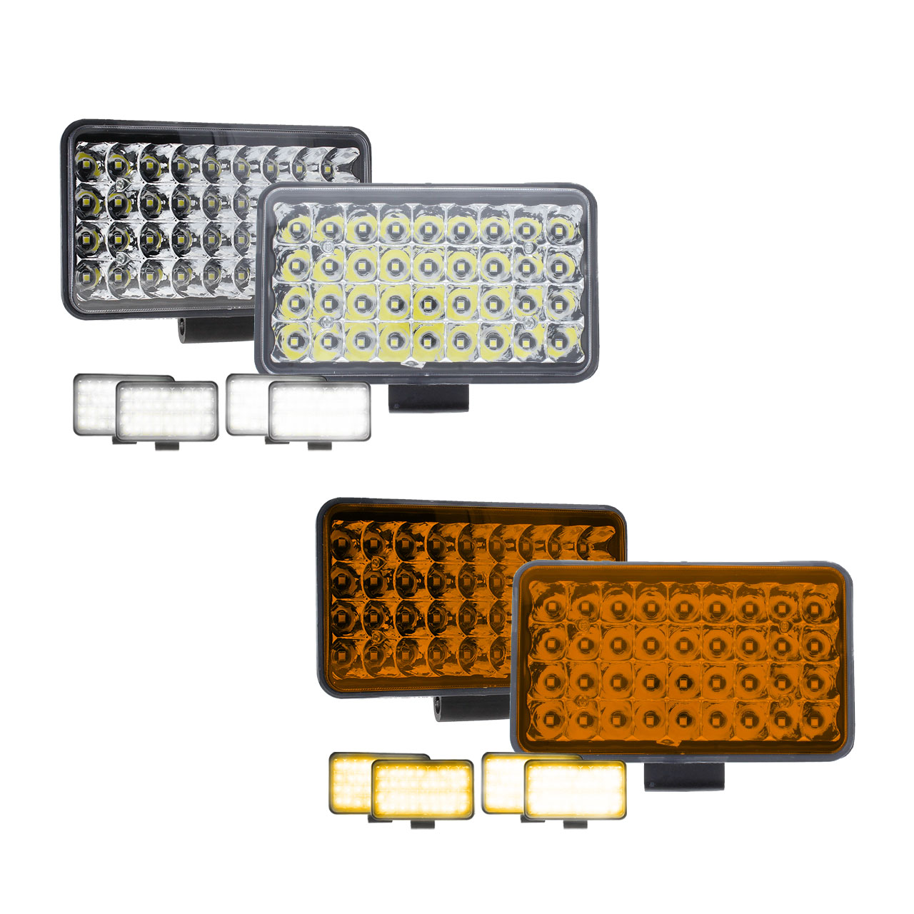Par Faros 36 Led Rectangular Alta Baja Auxiliar 4x4 Defensa