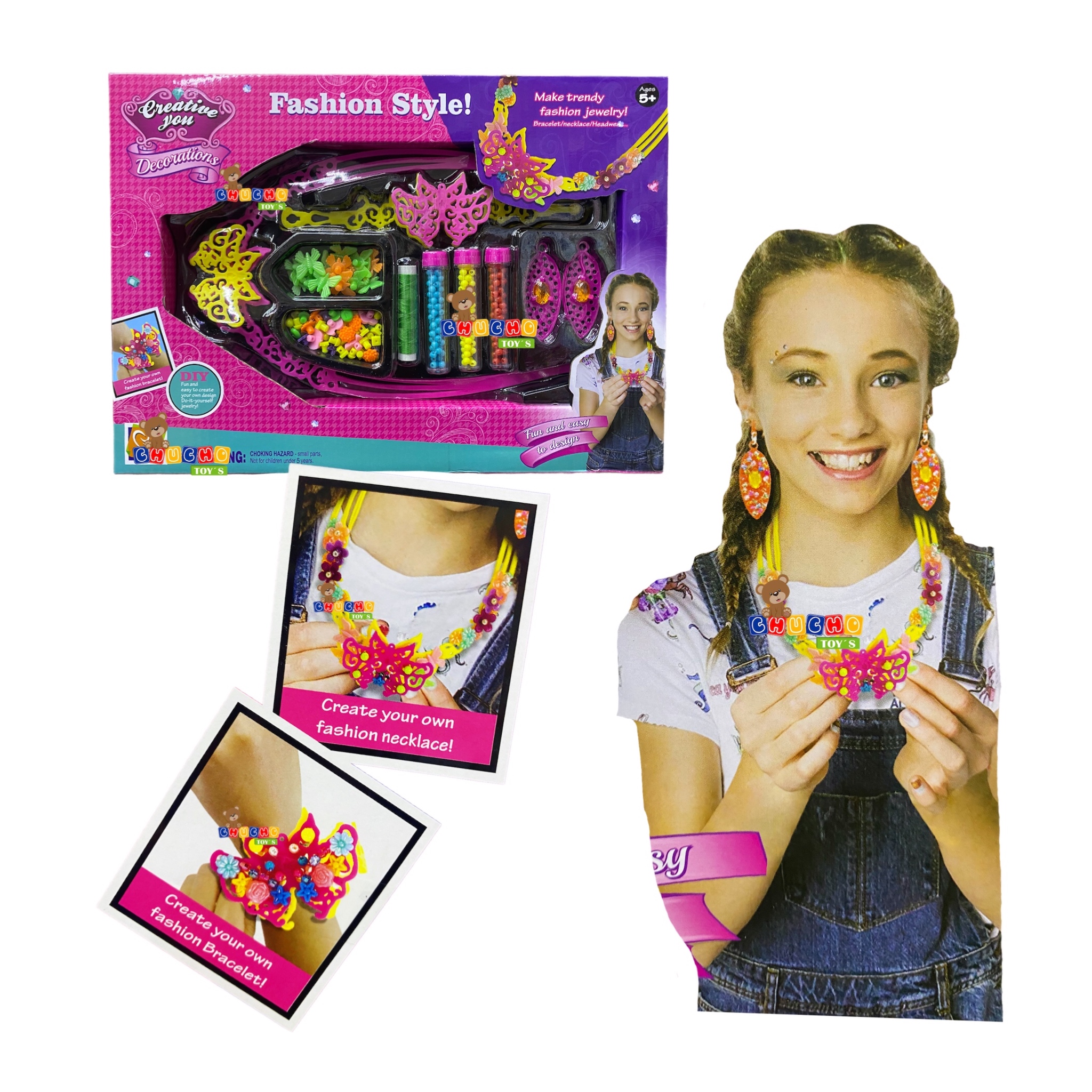 Set Para Hacer Pulseras Collar Aretes Belleza Juguete Niña