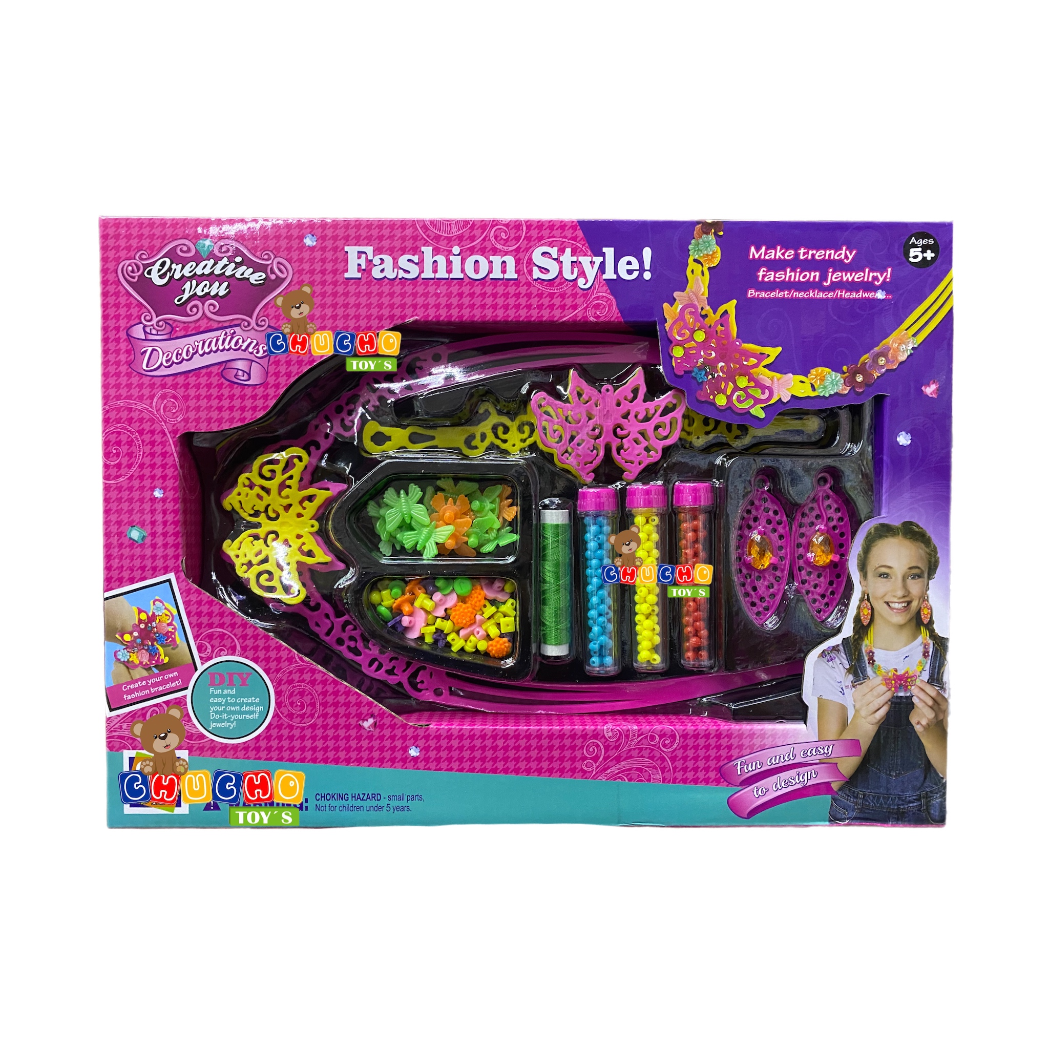 Set Para Hacer Pulseras Collar Aretes Belleza Juguete Niña