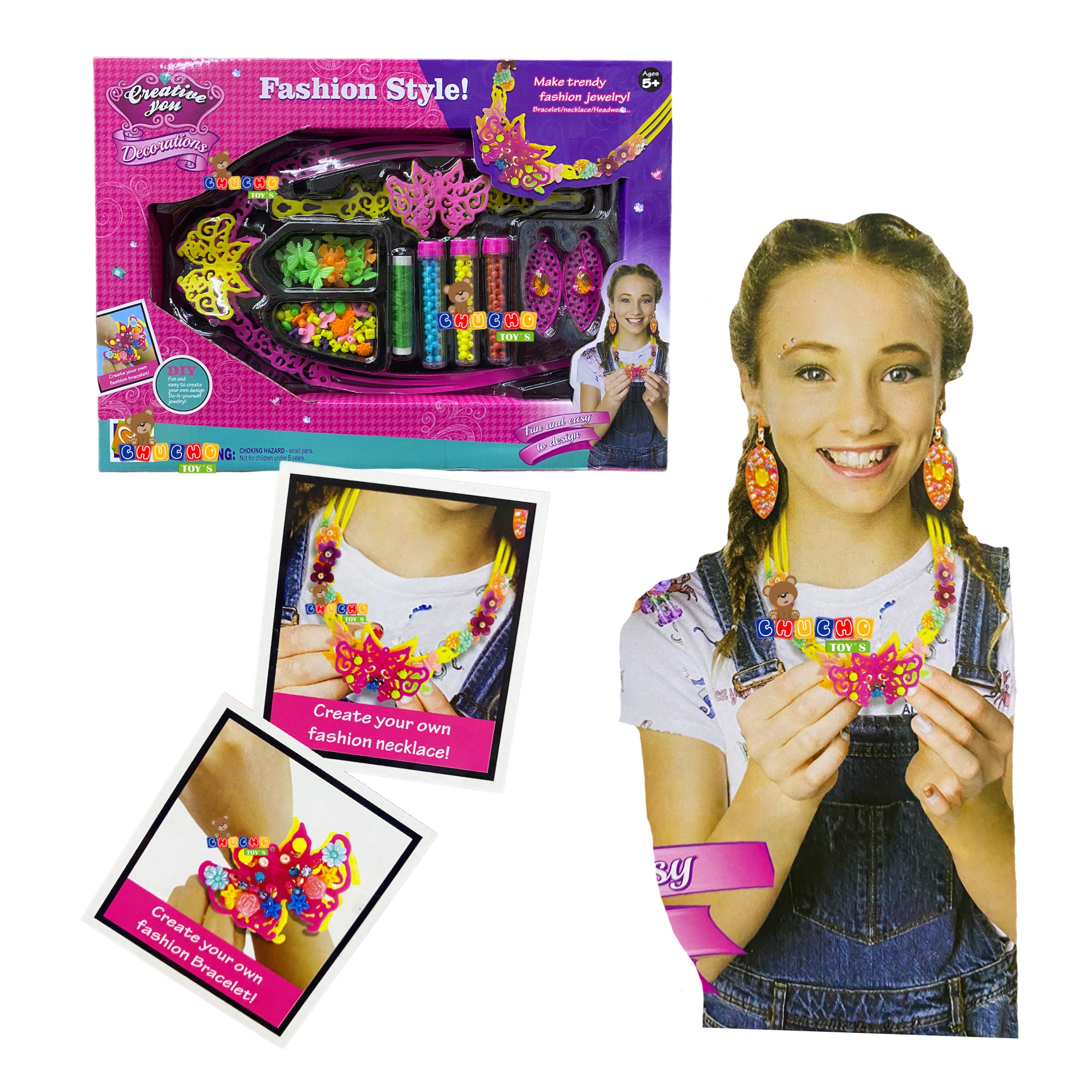 Set Para Hacer Pulseras Collar Aretes Belleza Juguete Niña