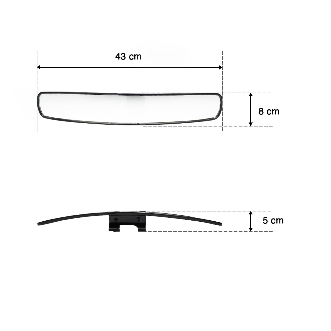 Espejo Panoramico Retrovisor Interior Grande 17 PuLG Negro F