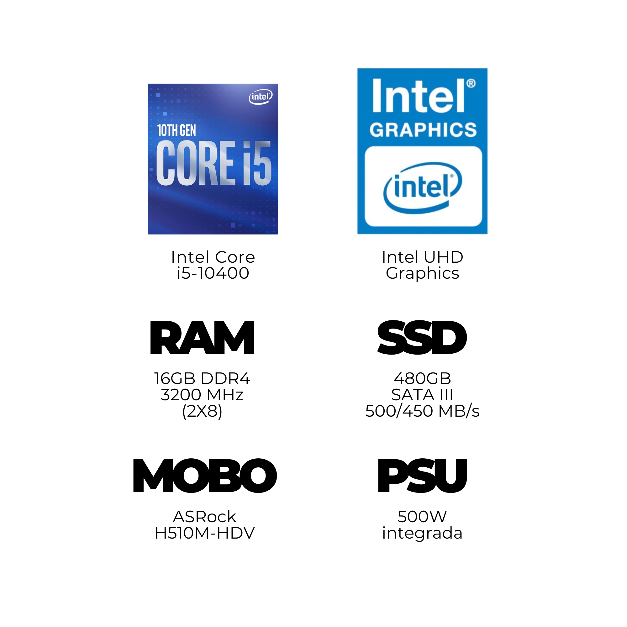 The Boss Gaming Kioto Intel Core i5-10400, 16 GB, 480 GB SSD, Windows 10, incluye Monitor de 21.5''