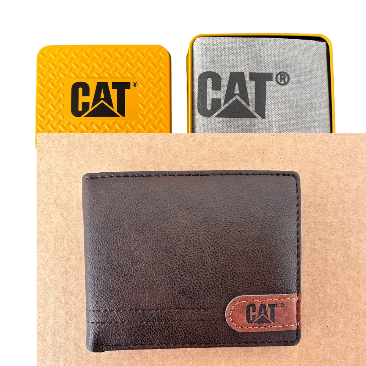 Cartera Cat Hombre Billetera Café Original Tarjetero Caballe
