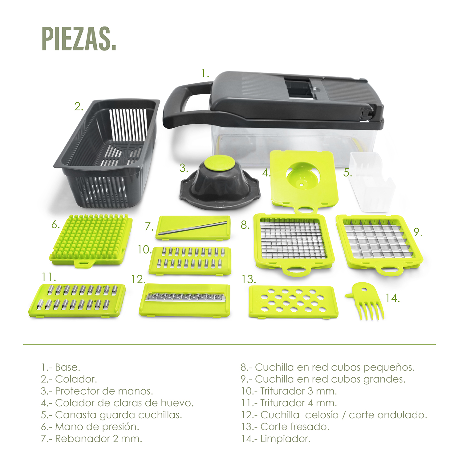 Rallador, Cortador ,Rebanador ,Picador Multifuncional Manual De Verduras y Fruta 12 en 1