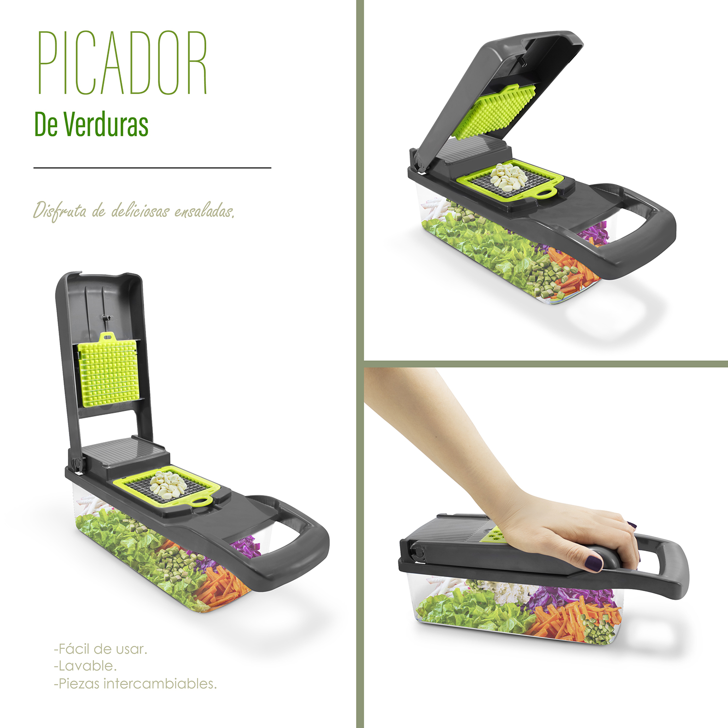Rallador, Cortador ,Rebanador ,Picador Multifuncional Manual De Verduras y Fruta 12 en 1