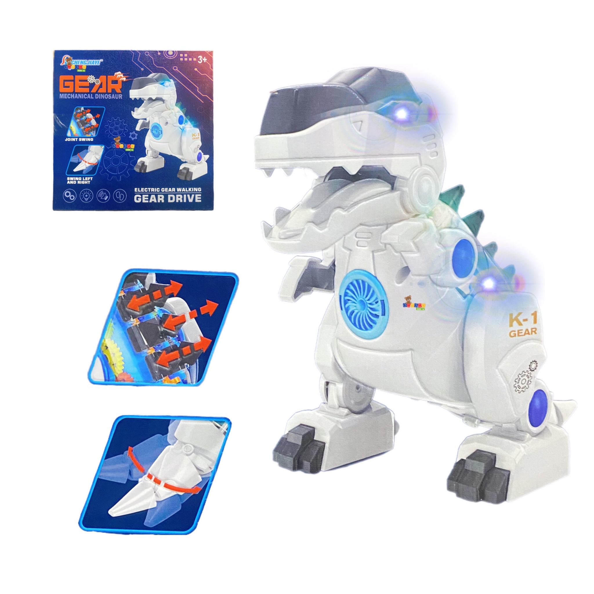 Dinosaurio Robot Electrico Con Luz Sonido Y Movimiento