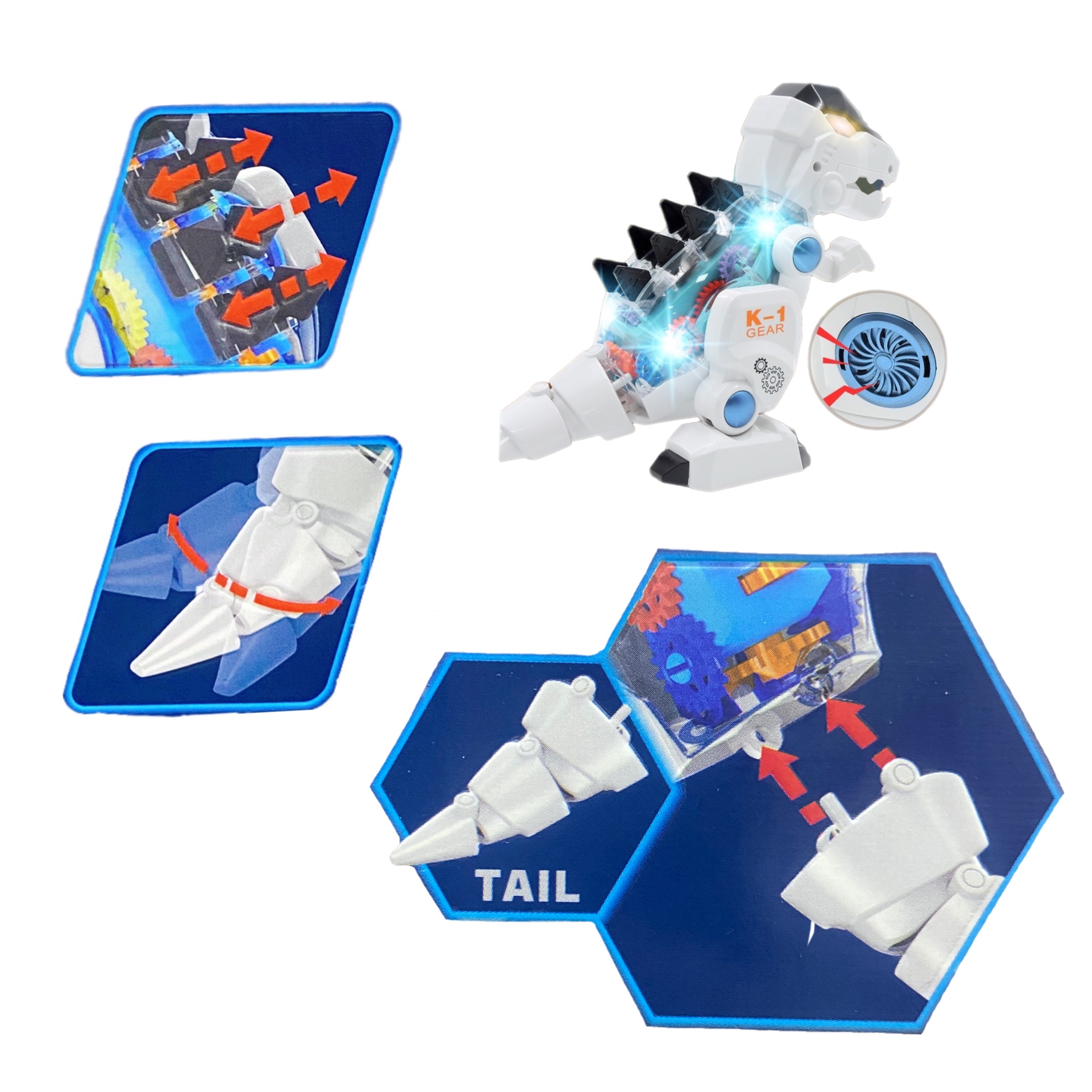 Dinosaurio Robot Electrico Con Luz Sonido Y Movimiento