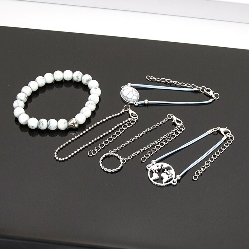 Pulseras Tema Mundo Color Gris Con Azul