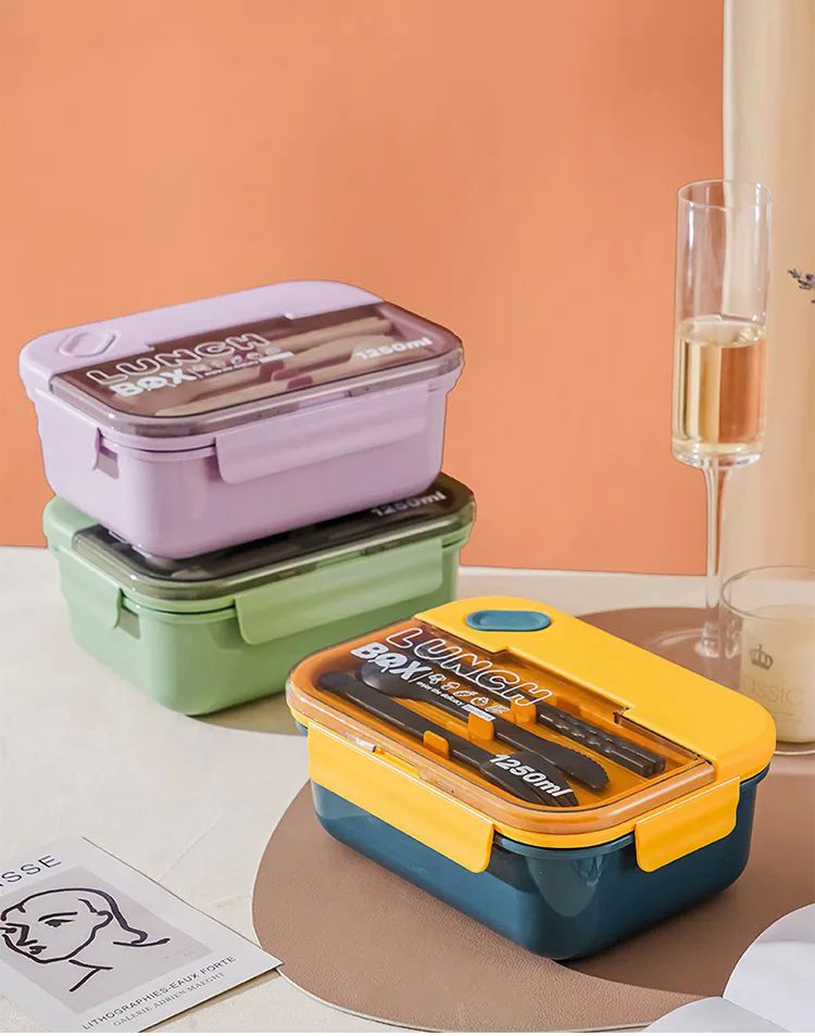 Boxlunch toper fiambrera para lunch oficina juvenil colores con cubiertos 1250ml