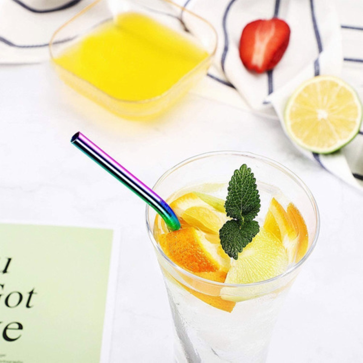 37x Popotes Pajitas De Metal De Acero Inoxidable Y Cepillos MULTICOLOR