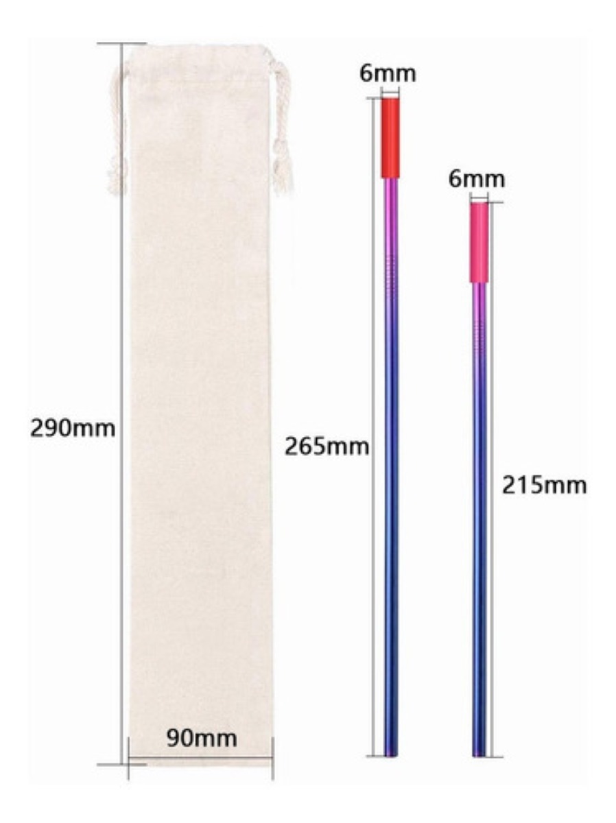 37x Popotes Pajitas De Metal De Acero Inoxidable Y Cepillos MULTICOLOR