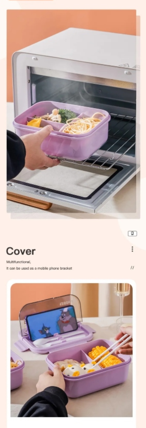 Boxlunch toper fiambrera para lunch oficina juvenil colores con cubiertos 1250ml