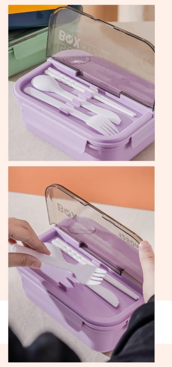 Boxlunch toper fiambrera para lunch oficina juvenil colores con cubiertos 1250ml