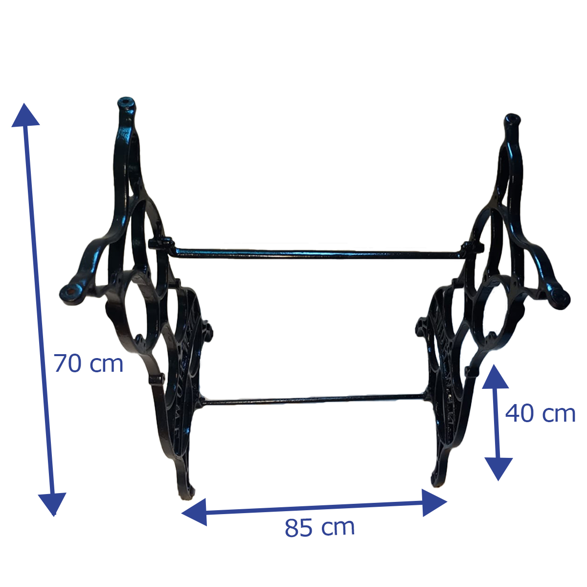 HL molmor, Mesa de centro o recibidor tipo maquina coser forja y base de cristal, mod101