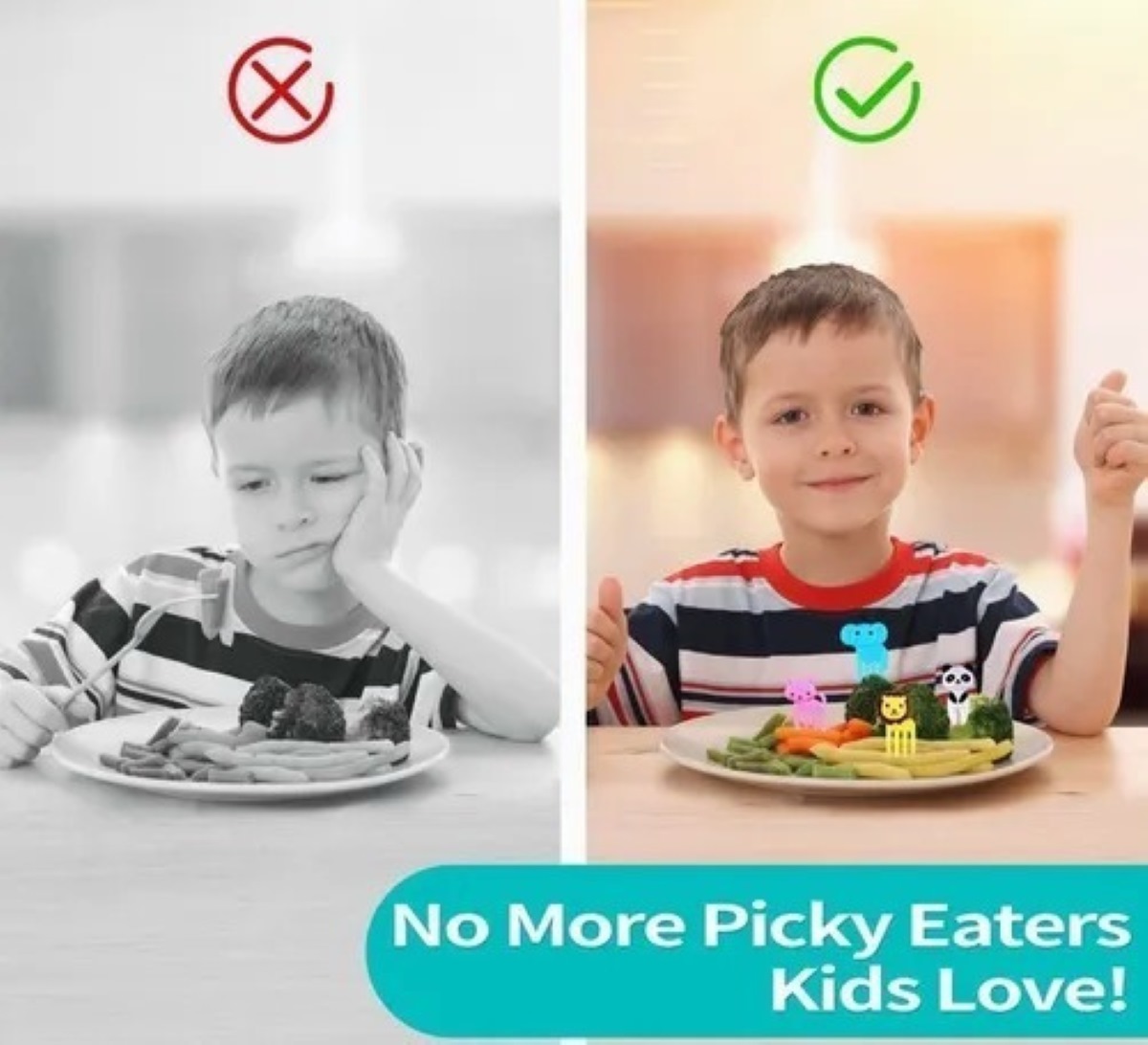 80 Mini Palillos Comida Tenedor De Animales Para Niños multicolor