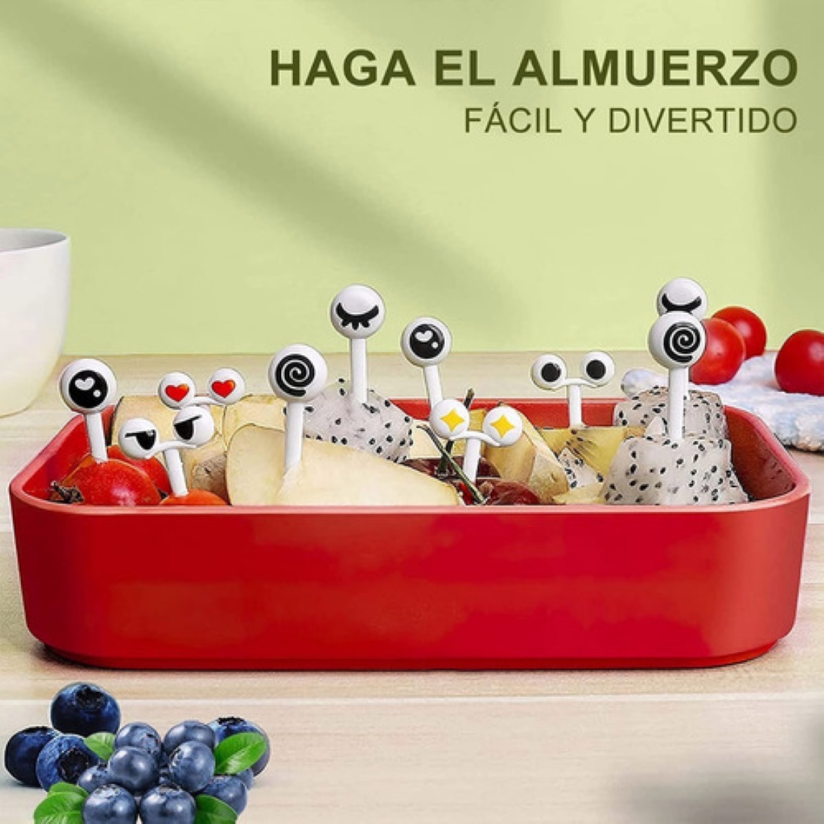 80 Mini Palillos Comida Tenedor De Animales Para Niños multicolor