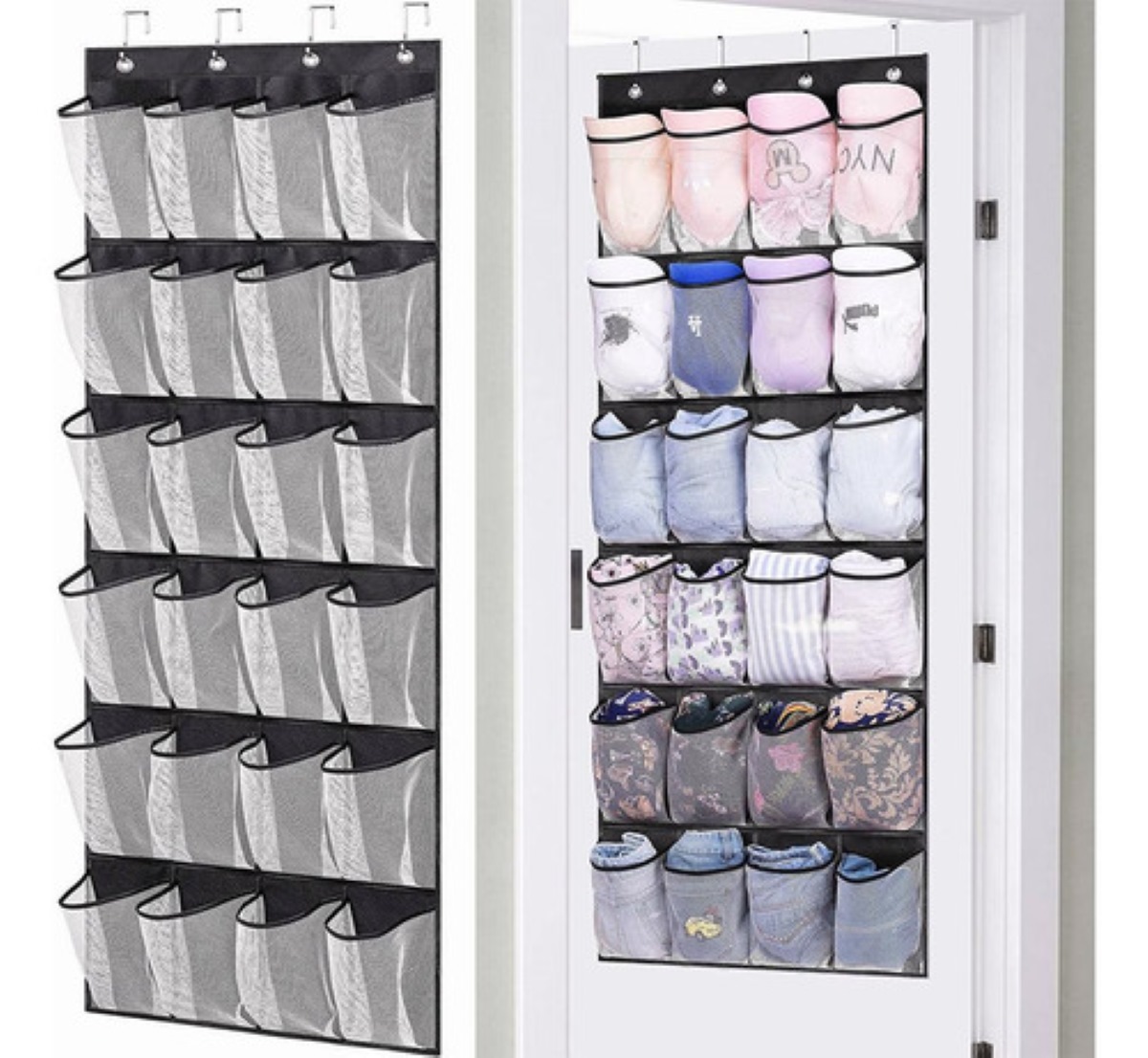 Zapatera Para Puerta De 24 Compartimentos Gris con negro Colgante