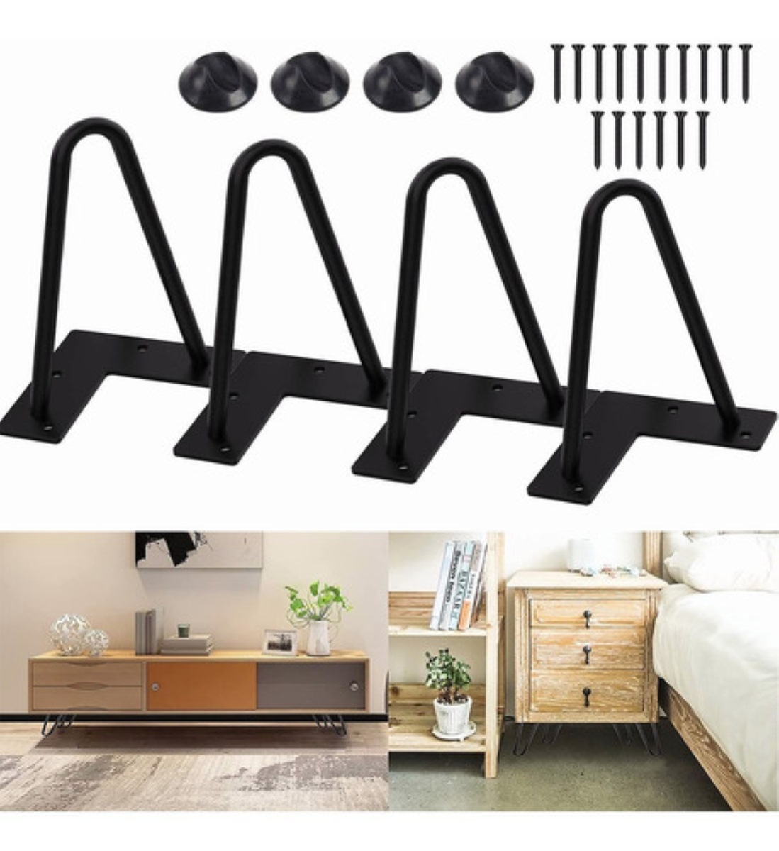 4 Pzas Patas De Metal Para Muebles Sofá De Elevadores 12cm negro