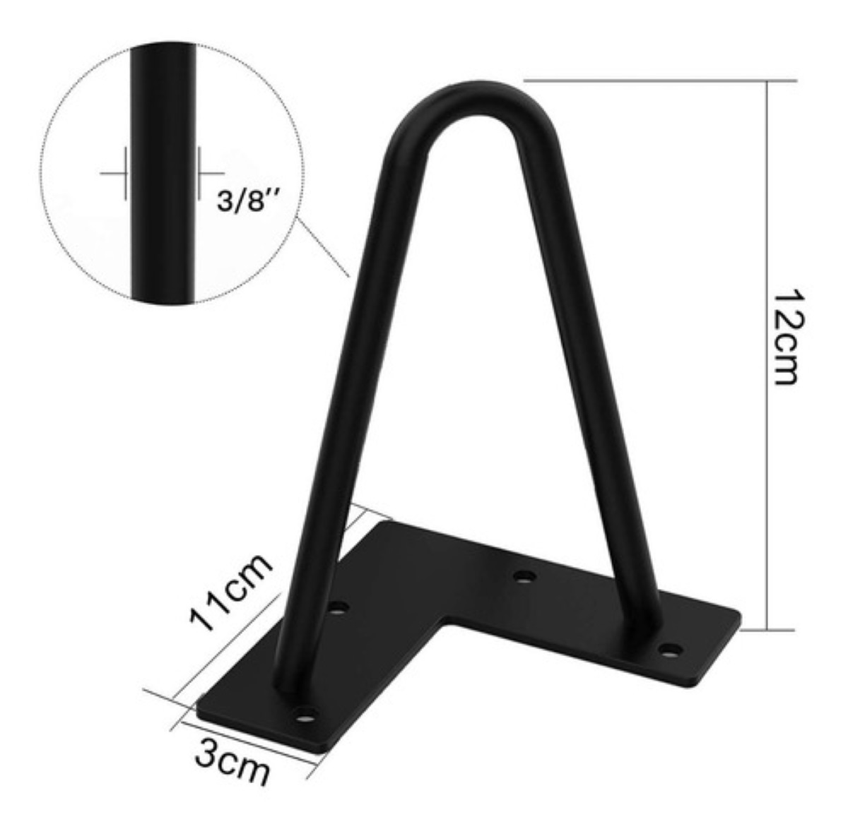 4 Pzas Patas De Metal Para Muebles Sofá De Elevadores 12cm negro