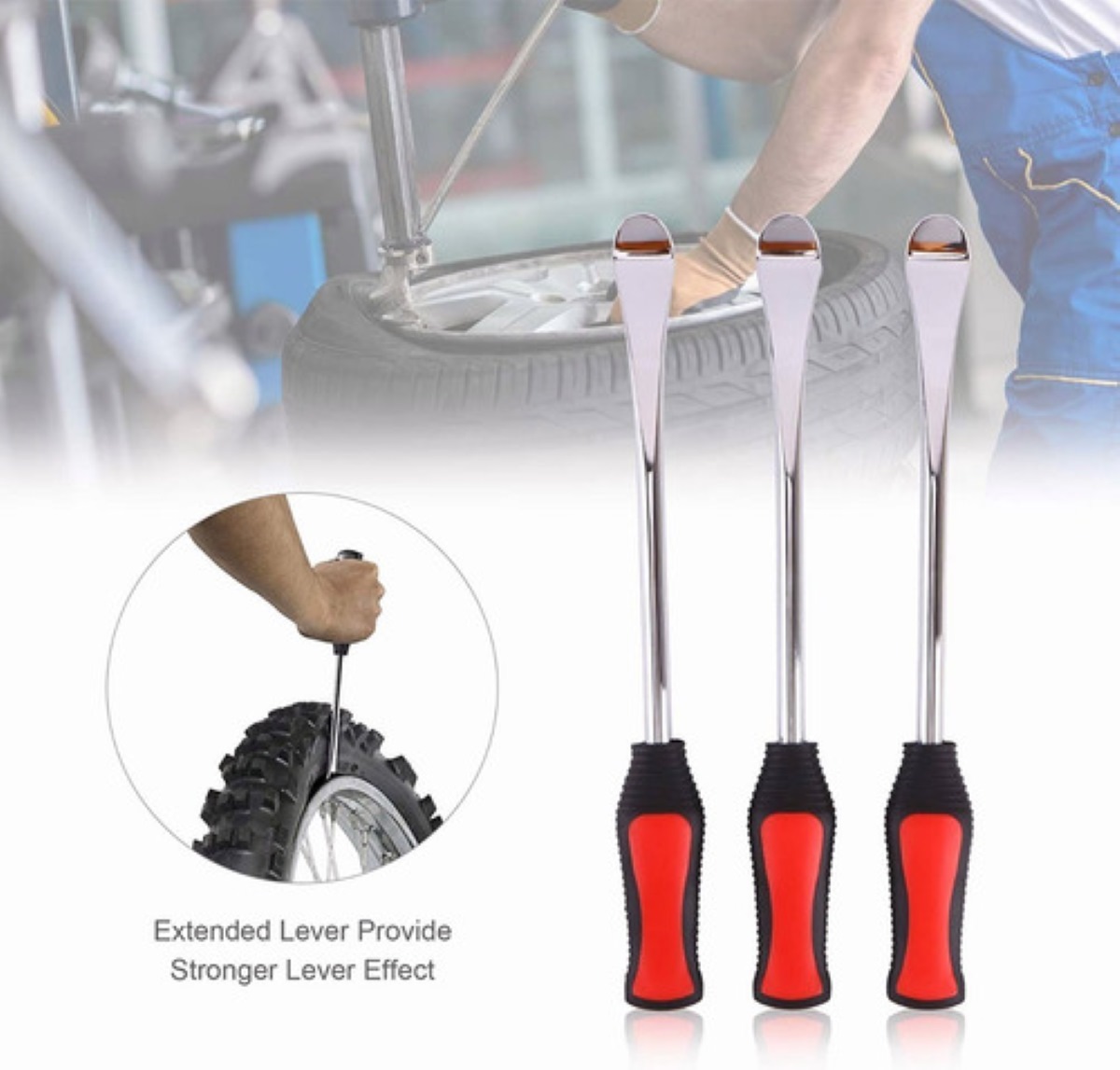 Kit De Palanca Desmontar Para Llantas Motocicleta Bicicleta Rojo