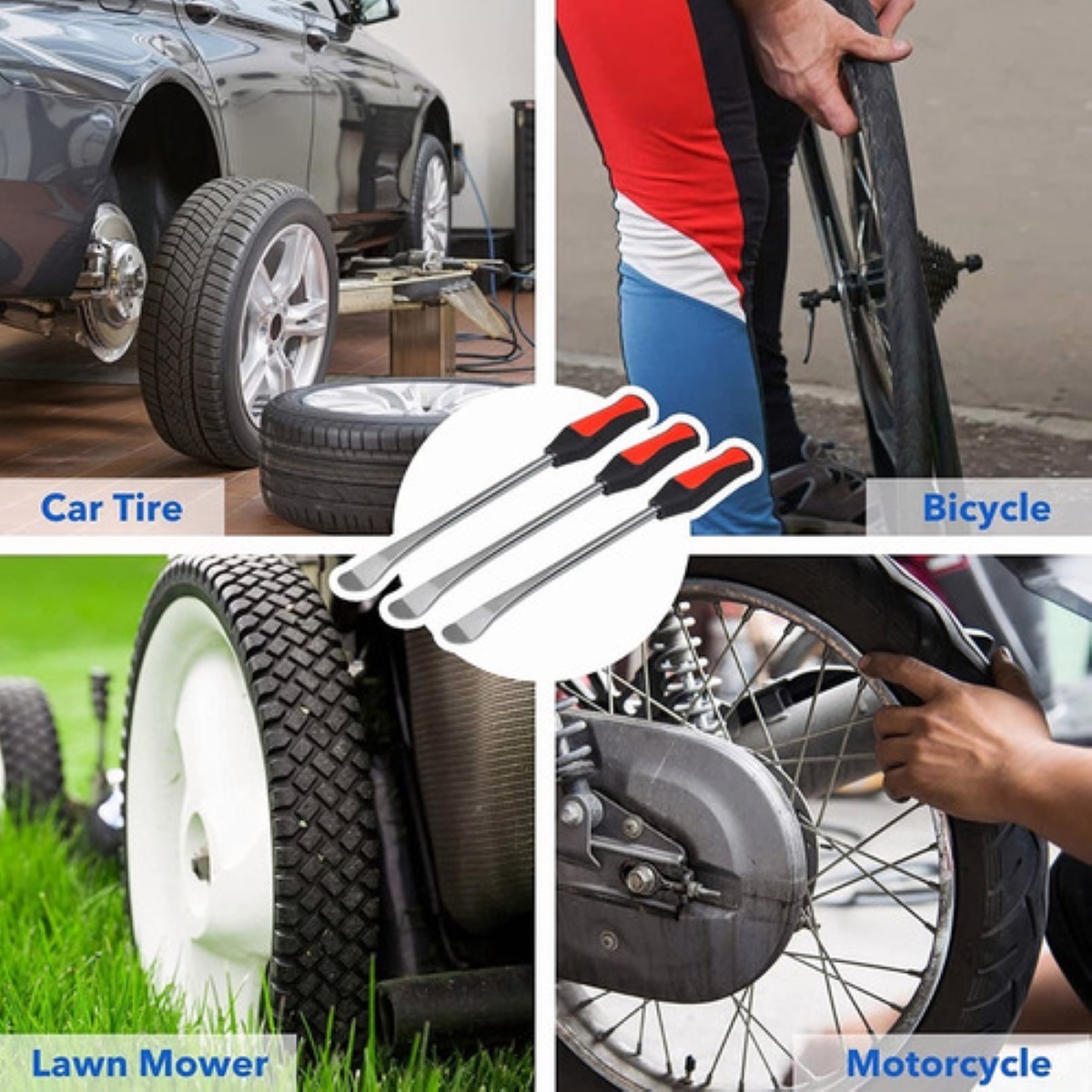 Kit De Palanca Desmontar Para Llantas Motocicleta Bicicleta Rojo