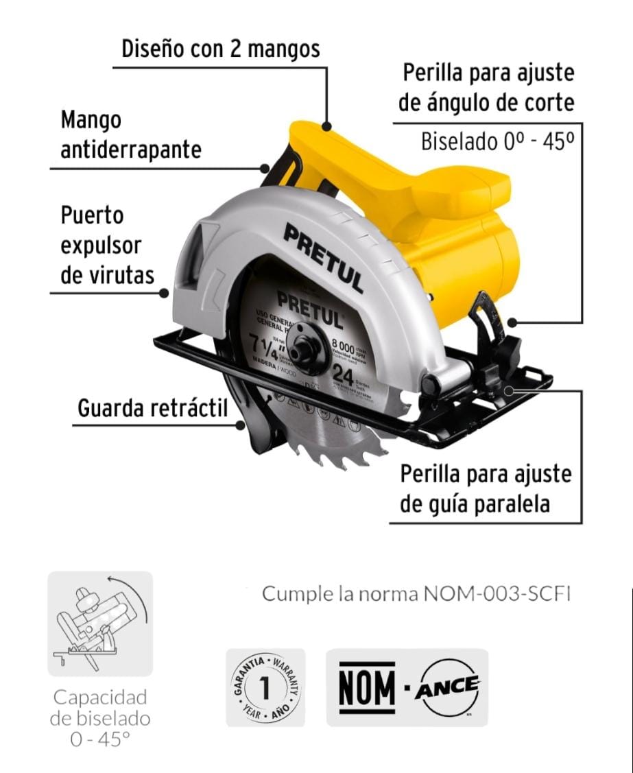 Sierra Circular 7- 1/4 Pretul  27098 1200 W