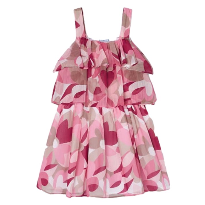 Vestido Tirantes Estampado De Gasa para Niña Color Peonía